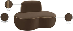 Meridian Furniture Swerve Sculptural Velvet Accent Chair with Curved Silhouette for Modern Living Room Decor Brown 44021Brown-C