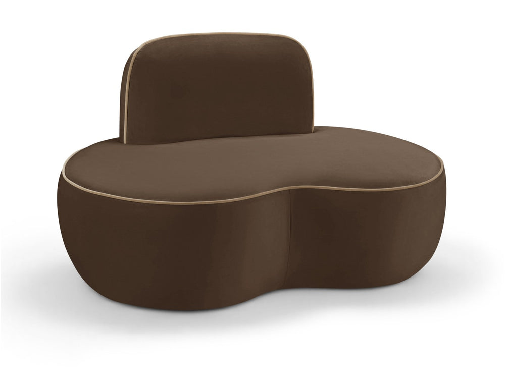 Meridian Furniture Swerve Sculptural Velvet Accent Chair with Curved Silhouette for Modern Living Room Decor Brown 44021Brown-C
