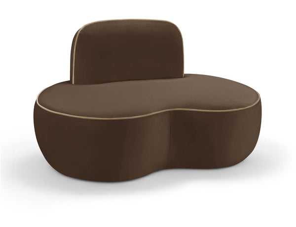 Meridian Furniture Swerve Sculptural Velvet Accent Chair with Curved Silhouette for Modern Living Room Decor Brown 44021Brown-C