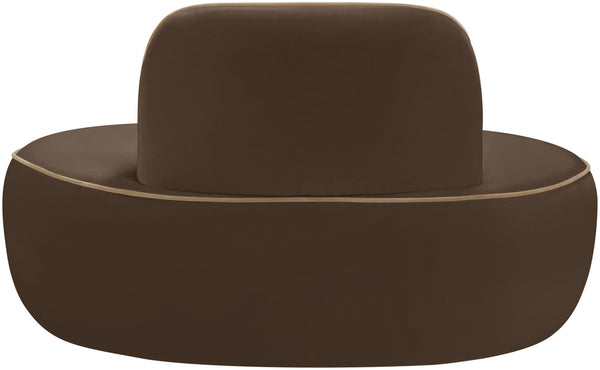 Meridian Furniture Swerve Sculptural Velvet Accent Chair with Curved Silhouette for Modern Living Room Decor Brown 44021Brown-C