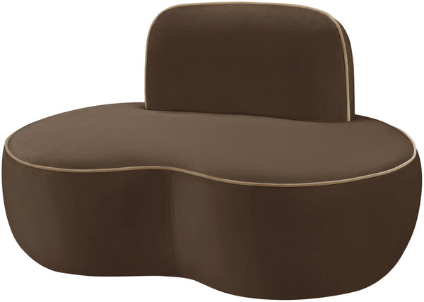 Meridian Furniture Swerve Sculptural Velvet Accent Chair with Curved Silhouette for Modern Living Room Decor Brown 44021Brown-C