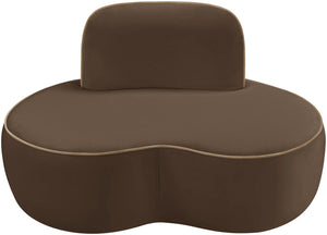 Meridian Furniture Swerve Sculptural Velvet Accent Chair with Curved Silhouette for Modern Living Room Decor Brown 44021Brown-C