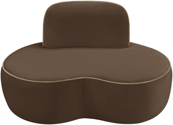 Meridian Furniture Swerve Sculptural Velvet Accent Chair with Curved Silhouette for Modern Living Room Decor Brown 44021Brown-C