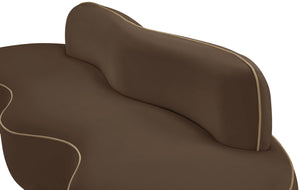 Meridian Furniture Swerve Curved Velvet Sofa with Contrast Piping Sculptural Upholstered Living Room Seating Brown 100 inches 44021Brown-S