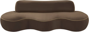 Meridian Furniture Swerve Curved Velvet Sofa with Contrast Piping Sculptural Upholstered Living Room Seating Brown 100 inches 44021Brown-S