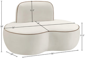 Meridian Furniture Swerve Sculptural Velvet Accent Chair with Curved Silhouette for Modern Living Room Decor Cream 44021Cream-C