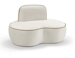 Meridian Furniture Swerve Sculptural Velvet Accent Chair with Curved Silhouette for Modern Living Room Decor Cream 44021Cream-C