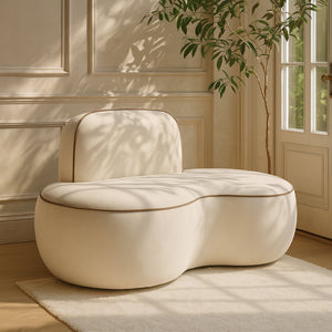 Meridian Furniture Swerve Sculptural Velvet Accent Chair with Curved Silhouette for Modern Living Room Decor Cream 44021Cream-C