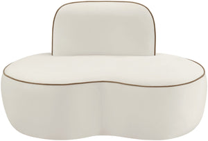 Meridian Furniture Swerve Sculptural Velvet Accent Chair with Curved Silhouette for Modern Living Room Decor Cream 44021Cream-C