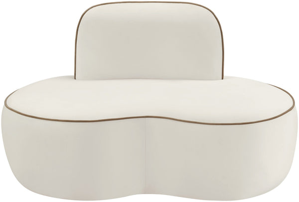 Meridian Furniture Swerve Sculptural Velvet Accent Chair with Curved Silhouette for Modern Living Room Decor Cream 44021Cream-C