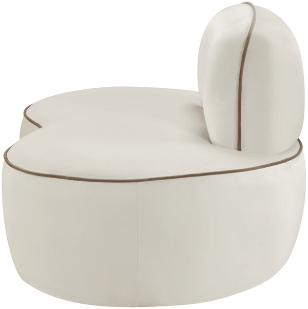 Meridian Furniture Swerve Sculptural Velvet Accent Chair with Curved Silhouette for Modern Living Room Decor Cream 44021Cream-C