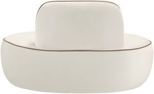 Meridian Furniture Swerve Sculptural Velvet Accent Chair with Curved Silhouette for Modern Living Room Decor Cream 44021Cream-C