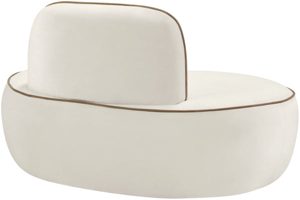 Meridian Furniture Swerve Sculptural Velvet Accent Chair with Curved Silhouette for Modern Living Room Decor Cream 44021Cream-C