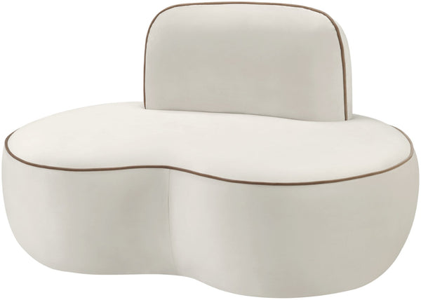 Meridian Furniture Swerve Sculptural Velvet Accent Chair with Curved Silhouette for Modern Living Room Decor Cream 44021Cream-C