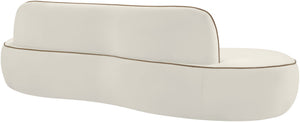 Meridian Furniture Swerve Curved Velvet Sofa with Contrast Piping Sculptural Upholstered Living Room Seating Cream 100 inches 44021Cream-S