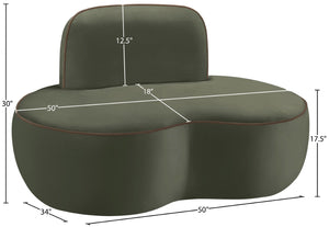 Meridian Furniture Swerve Sculptural Velvet Accent Chair with Curved Silhouette for Modern Living Room Decor Green 44021Green-C