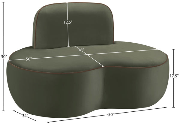Meridian Furniture Swerve Sculptural Velvet Accent Chair with Curved Silhouette for Modern Living Room Decor Green 44021Green-C
