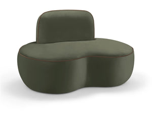 Meridian Furniture Swerve Sculptural Velvet Accent Chair with Curved Silhouette for Modern Living Room Decor Green 44021Green-C
