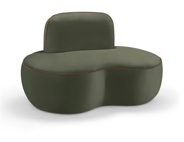 Meridian Furniture Swerve Sculptural Velvet Accent Chair with Curved Silhouette for Modern Living Room Decor Green 44021Green-C
