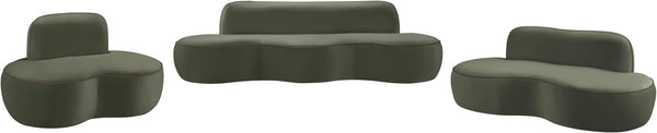 Meridian Furniture Swerve Sculptural Velvet Accent Chair with Curved Silhouette for Modern Living Room Decor Green 44021Green-C