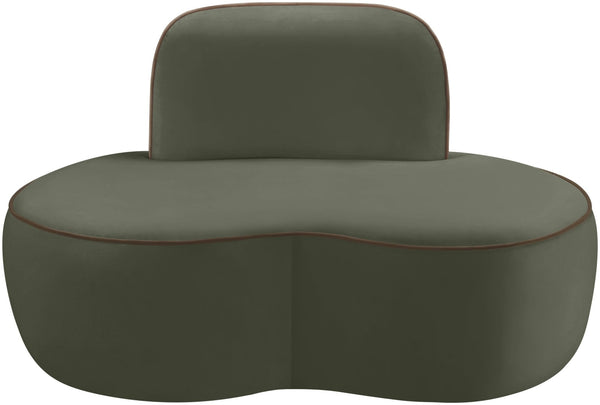 Meridian Furniture Swerve Sculptural Velvet Accent Chair with Curved Silhouette for Modern Living Room Decor Green 44021Green-C