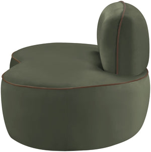 Meridian Furniture Swerve Sculptural Velvet Accent Chair with Curved Silhouette for Modern Living Room Decor Green 44021Green-C