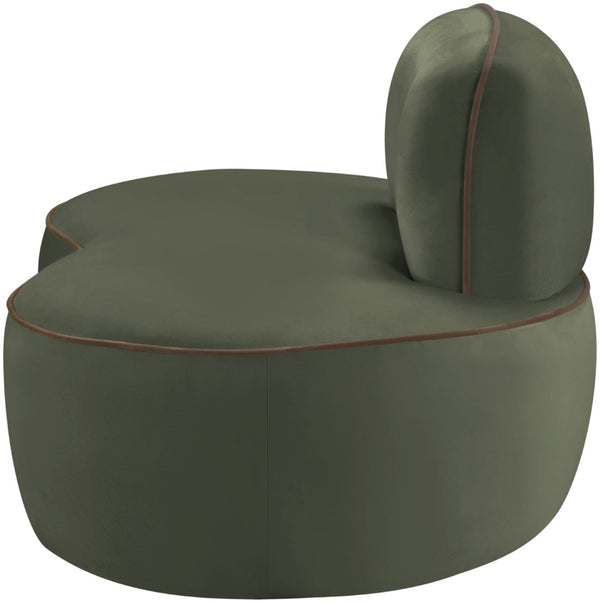 Meridian Furniture Swerve Sculptural Velvet Accent Chair with Curved Silhouette for Modern Living Room Decor Green 44021Green-C