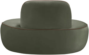 Meridian Furniture Swerve Sculptural Velvet Accent Chair with Curved Silhouette for Modern Living Room Decor Green 44021Green-C