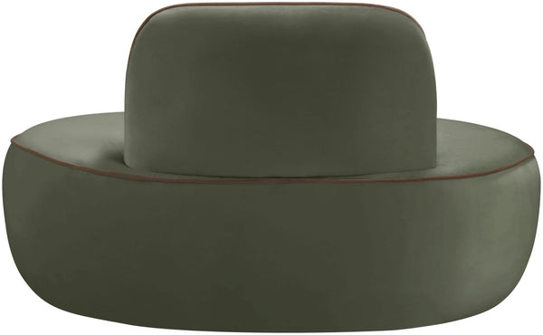 Meridian Furniture Swerve Sculptural Velvet Accent Chair with Curved Silhouette for Modern Living Room Decor Green 44021Green-C