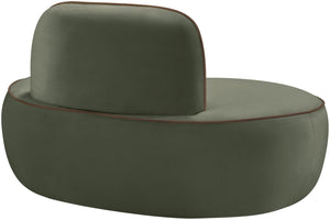 Meridian Furniture Swerve Sculptural Velvet Accent Chair with Curved Silhouette for Modern Living Room Decor Green 44021Green-C