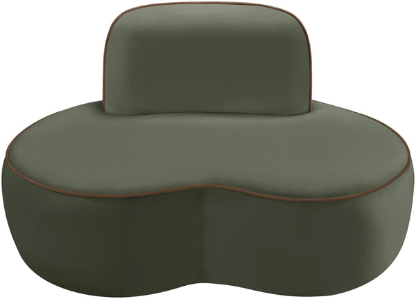 Meridian Furniture Swerve Sculptural Velvet Accent Chair with Curved Silhouette for Modern Living Room Decor Green 44021Green-C