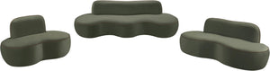 Meridian Furniture Swerve Curved Velvet Sofa with Contrast Piping Sculptural Upholstered Living Room Seating Green 77 inches 44021Green-L