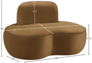Meridian Furniture Swerve Sculptural Velvet Accent Chair with Curved Silhouette for Modern Living Room Decor Saddle 44021Saddle-C