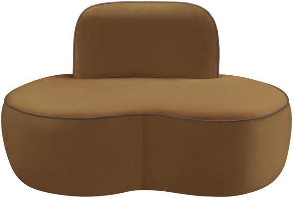 Meridian Furniture Swerve Sculptural Velvet Accent Chair with Curved Silhouette for Modern Living Room Decor Saddle 44021Saddle-C