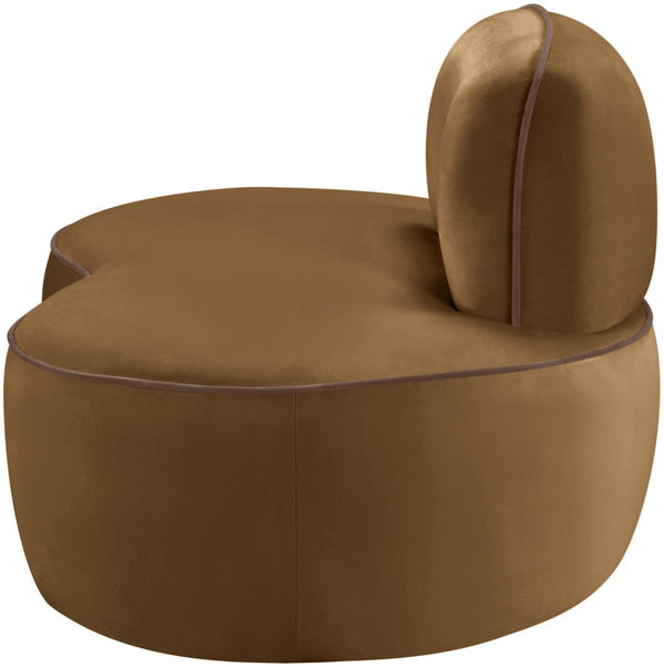 Meridian Furniture Swerve Sculptural Velvet Accent Chair with Curved Silhouette for Modern Living Room Decor Saddle 44021Saddle-C