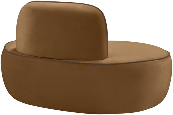 Meridian Furniture Swerve Sculptural Velvet Accent Chair with Curved Silhouette for Modern Living Room Decor Saddle 44021Saddle-C