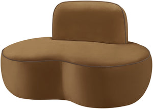 Meridian Furniture Swerve Sculptural Velvet Accent Chair with Curved Silhouette for Modern Living Room Decor Saddle 44021Saddle-C