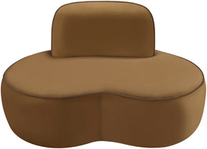 Meridian Furniture Swerve Sculptural Velvet Accent Chair with Curved Silhouette for Modern Living Room Decor Saddle 44021Saddle-C