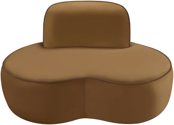 Meridian Furniture Swerve Sculptural Velvet Accent Chair with Curved Silhouette for Modern Living Room Decor Saddle 44021Saddle-C