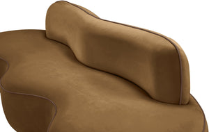 Meridian Furniture Swerve Curved Velvet Sofa with Contrast Piping Sculptural Upholstered Living Room Seating Saddle 100 inches 44021Saddle-S