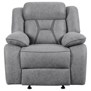 English Elm Endra Grey Upholstered Glider Recliner Chair with Pocket Coil Support, Soft Padding, Modern Neutral Elegance B062P328636