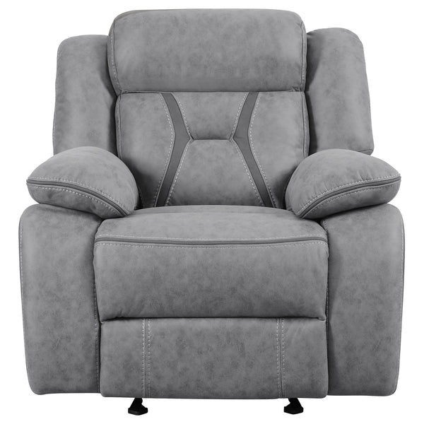 English Elm Endra Grey Upholstered Glider Recliner Chair with Pocket Coil Support, Soft Padding, Modern Neutral Elegance B062P328636