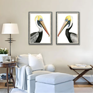 English Elm Set Of 2 Pelican Canvas Prints In Solid Wood Frames – Modern Coastal Wall Art For Living Rooms & Bedrooms T3976P383229-GIGA