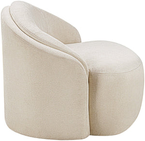 Meridian Furniture Caspian Curved Sculptural Chenille Accent Chair with Solid Wood Frame for Modern Living Spaces Beige 44033Beige-C