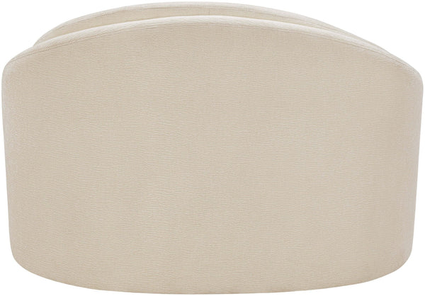 Meridian Furniture Caspian Curved Sculptural Chenille Accent Chair with Solid Wood Frame for Modern Living Spaces Beige 44033Beige-C