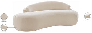 Meridian Furniture Caspian Curved Chenille Sofa with Sculptural Silhouette and Solid Wood Frame for Living Rooms Beige 79 inches 44033Beige-L