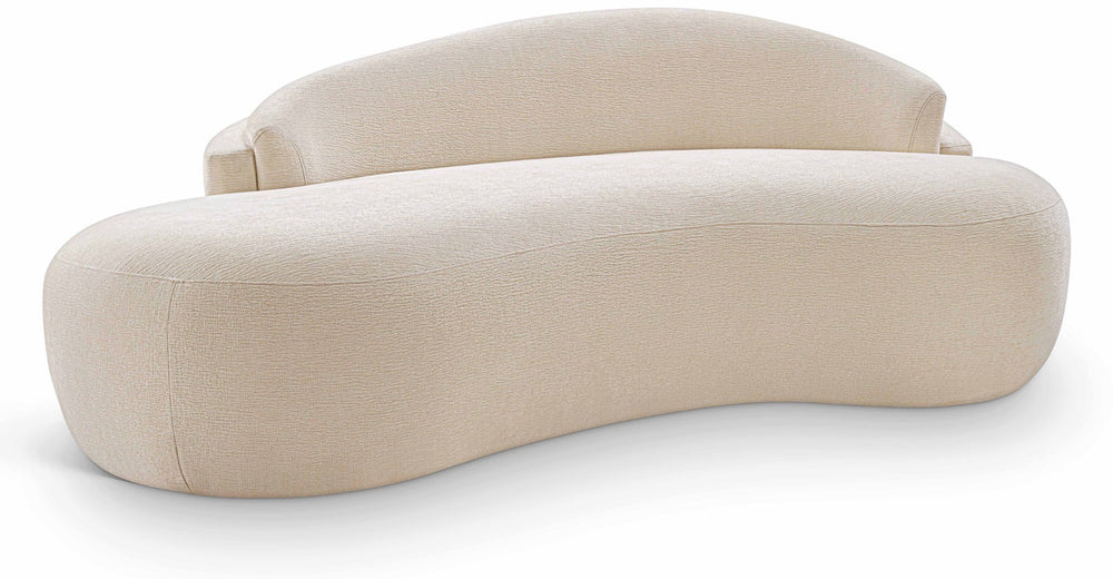 Meridian Furniture Caspian Curved Chenille Sofa with Sculptural Silhouette and Solid Wood Frame for Living Rooms Beige 79 inches 44033Beige-L