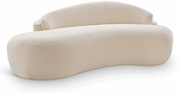 Meridian Furniture Caspian Curved Chenille Sofa with Sculptural Silhouette and Solid Wood Frame for Living Rooms Beige 79 inches 44033Beige-L