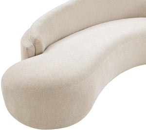 Meridian Furniture Caspian Curved Chenille Sofa with Sculptural Silhouette and Solid Wood Frame for Living Rooms Beige 79 inches 44033Beige-L