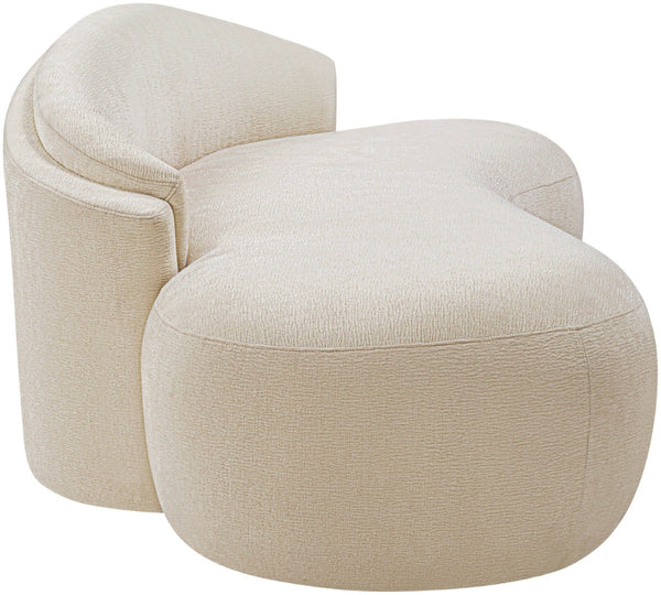 Meridian Furniture Caspian Curved Chenille Sofa with Sculptural Silhouette and Solid Wood Frame for Living Rooms Beige 79 inches 44033Beige-L